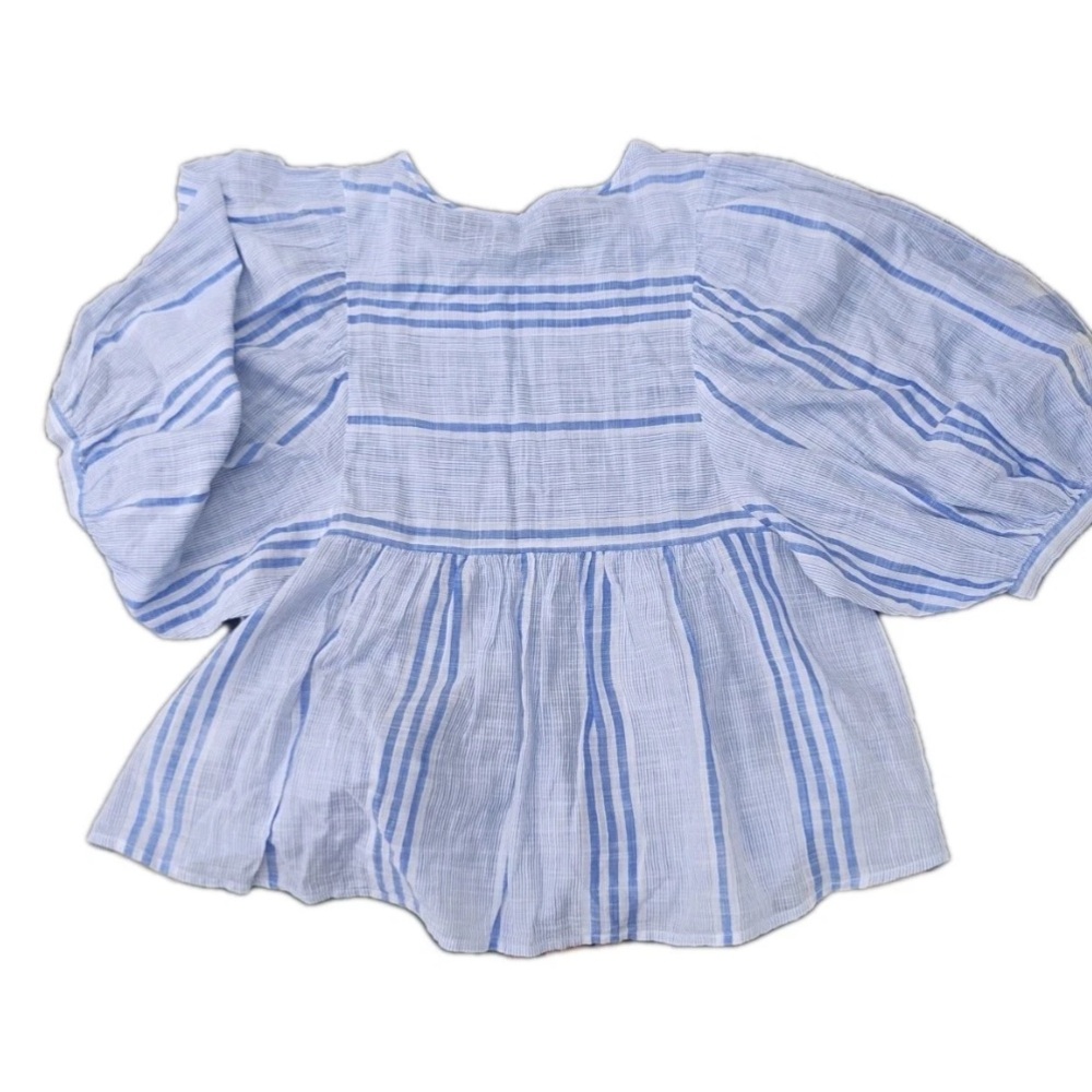Lucky Brand Cindy Stripe Peasant Top M - Picture 9 of 9